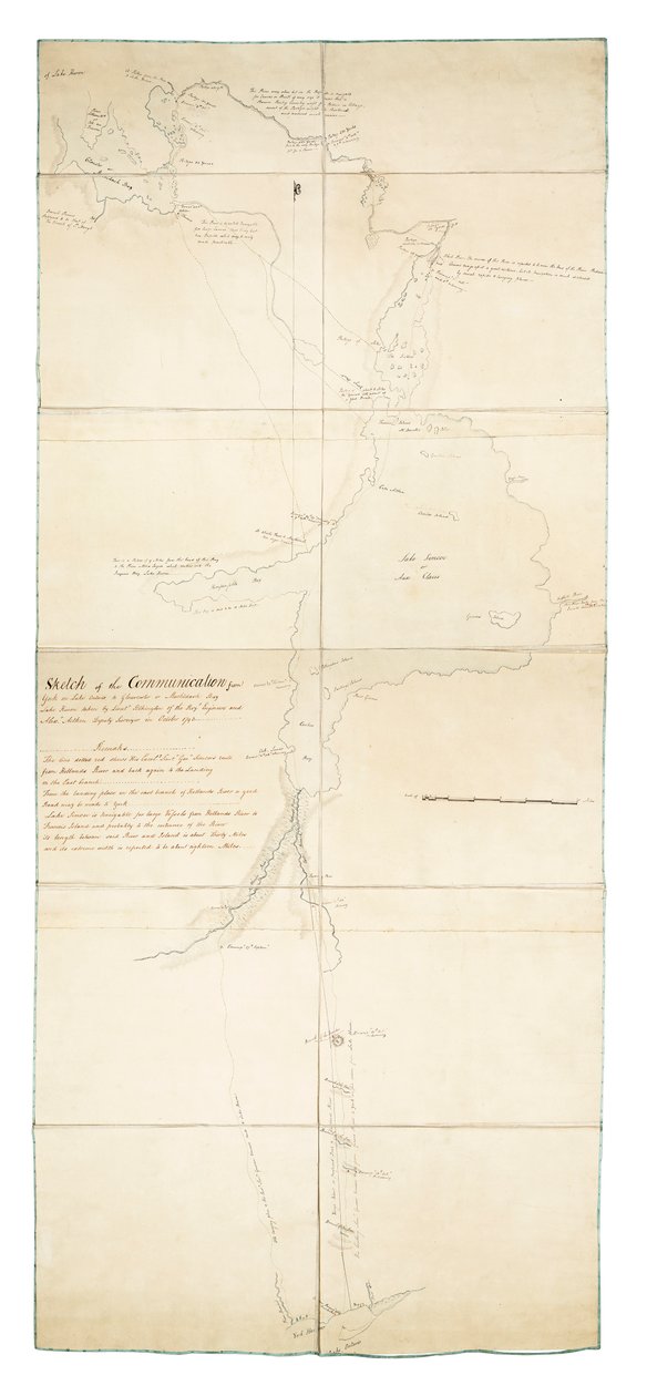 Esquisse de communication de York sur le lac Ontario à Glouscester ou Machidash Bay, lac Huron, prise par le lieutenant Pilkington des ingénieurs royaux et Alex.r Aitken, arpenteur adjoint en octobre 1793. - Robert Pilkington