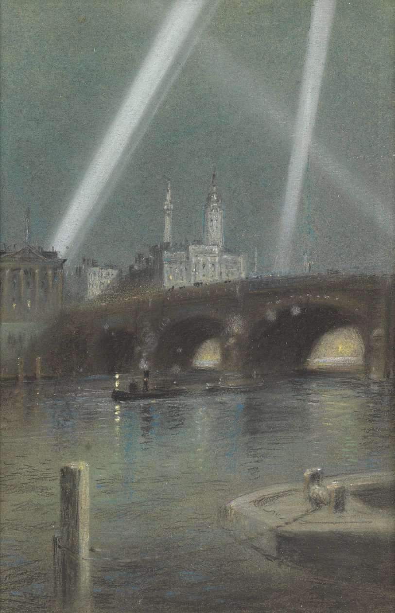 Projecteurs de guerre sur le pont de Londres - Robert Randoll