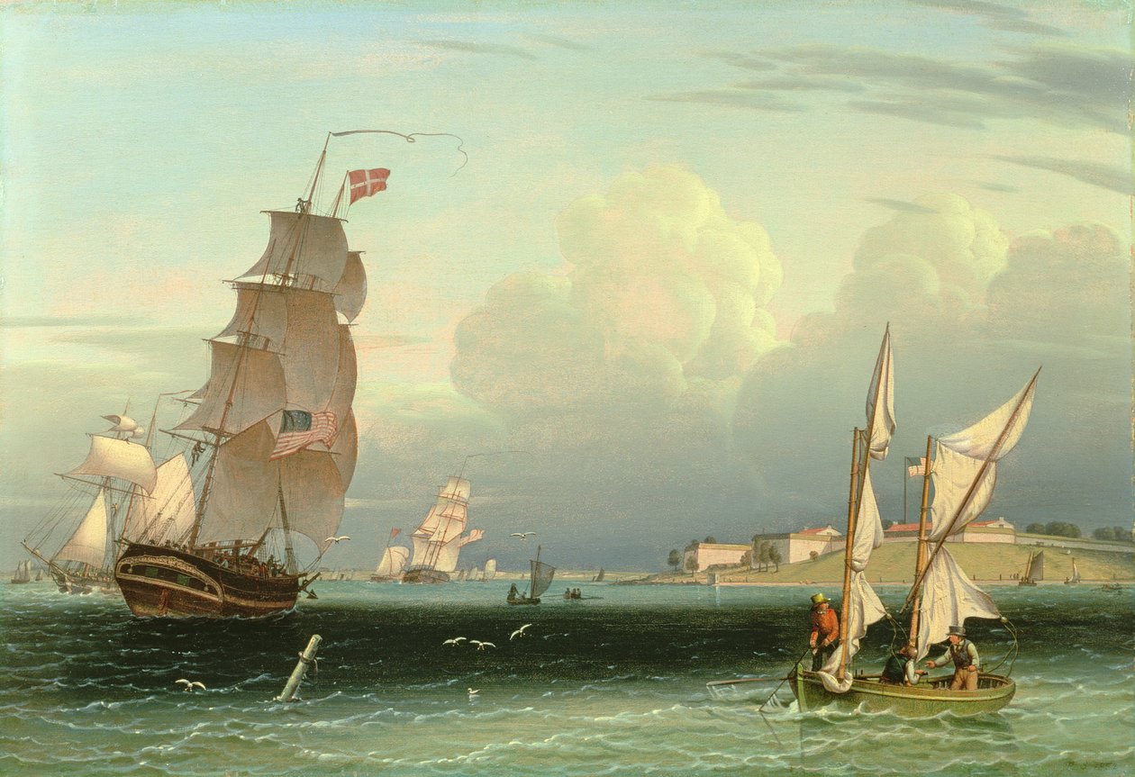 Navire sortant, Fort Independence, port de Boston, 1832 - Robert Salmon