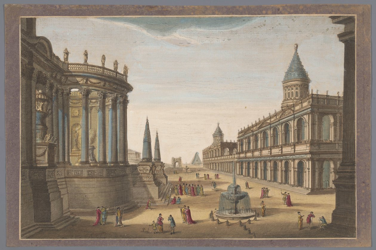 Vue du Temple de Vesta, de la Pyramide de Cestius et d