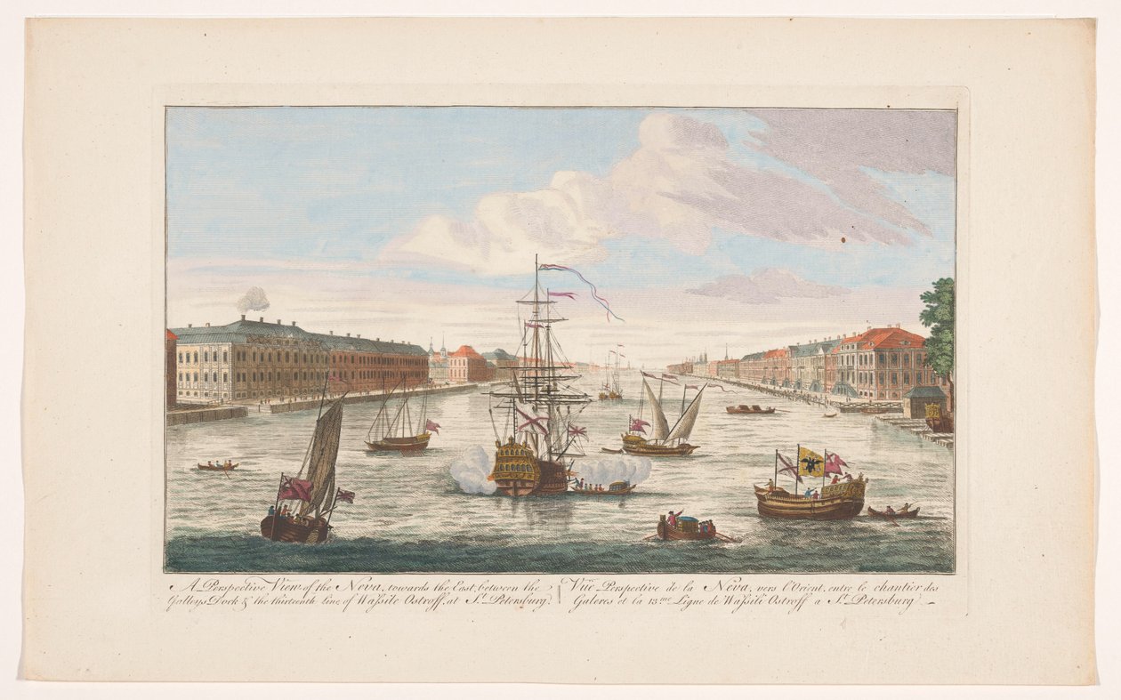Vue de la rivière Neva à Saint-Pétersbourg depuis le côté ouest - Robert Sayer (possibly)