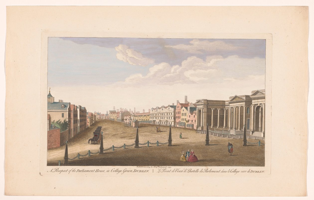 Vue du Parlement sur la place College Green à Dublin - Robert Sayer (possibly)