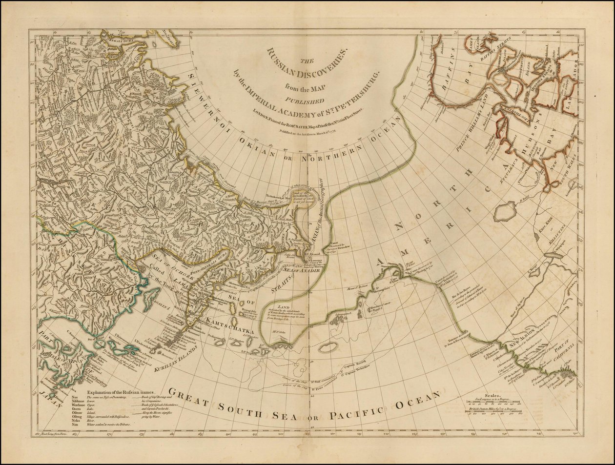Carte de 1775 - Les découvertes russes, d
