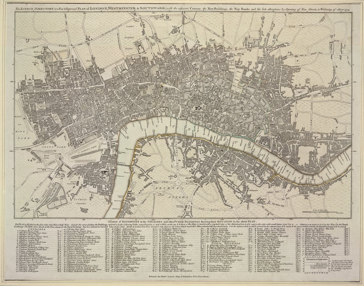 Plan de Londres, Westminster et Southwark - Robert Sayer