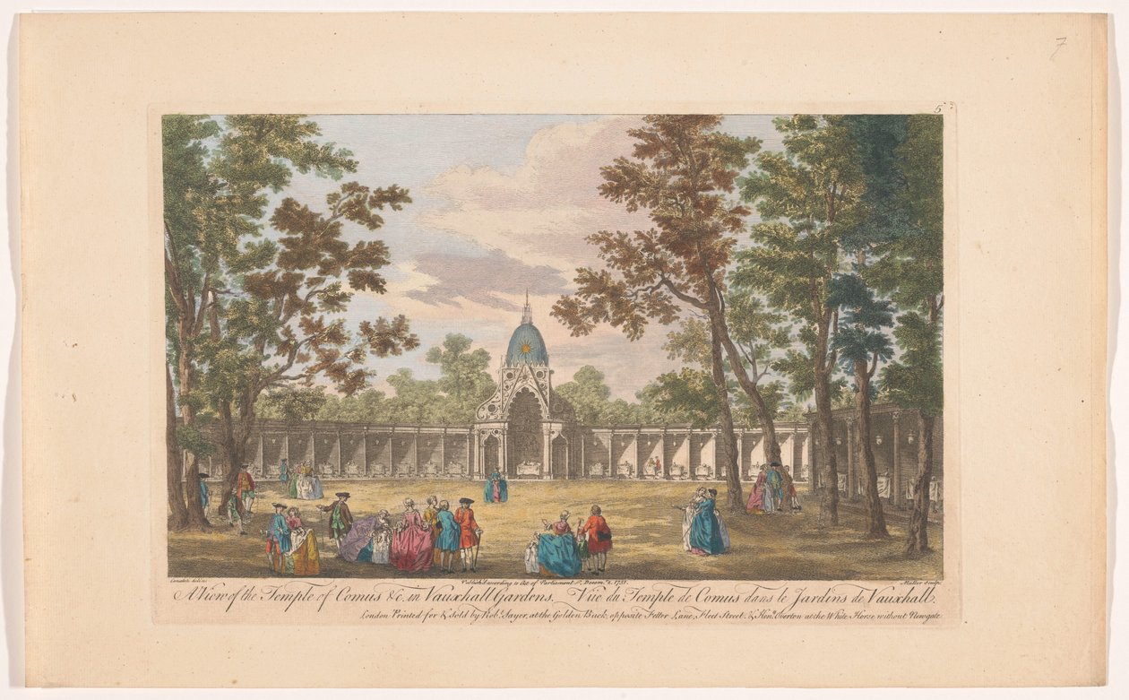 Vue du Temple de Comus dans les jardins de Vauxhall à Londres - Robert Sayer