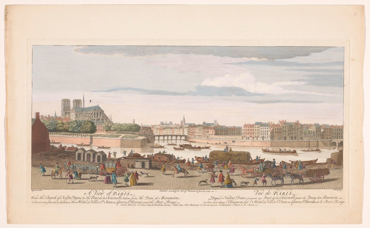Vue de la ville de Paris depuis le Quai de Miramion - Robert Sayer