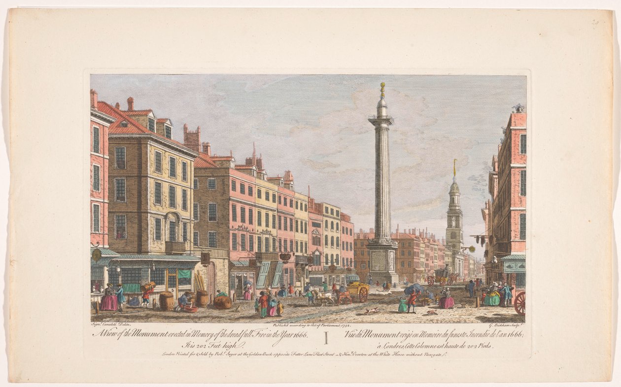 Vue sur le Monument du Grand Incendie de Londres - Robert Sayer