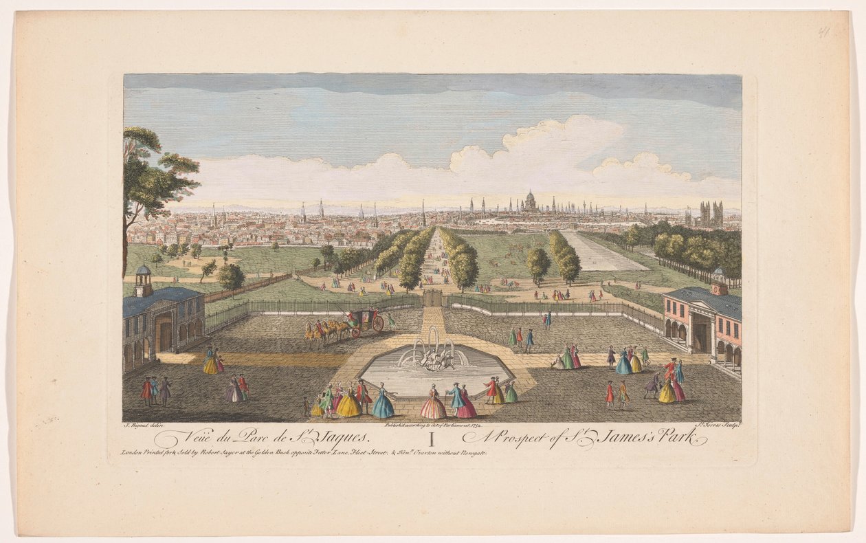 Vue du parc Saint James à Londres depuis Buckingham House - Robert Sayer