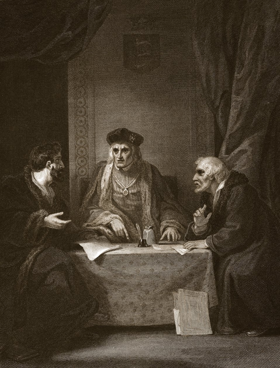 Henri VII avec Empson et Dudley, gravé par Worthington, illustration de 