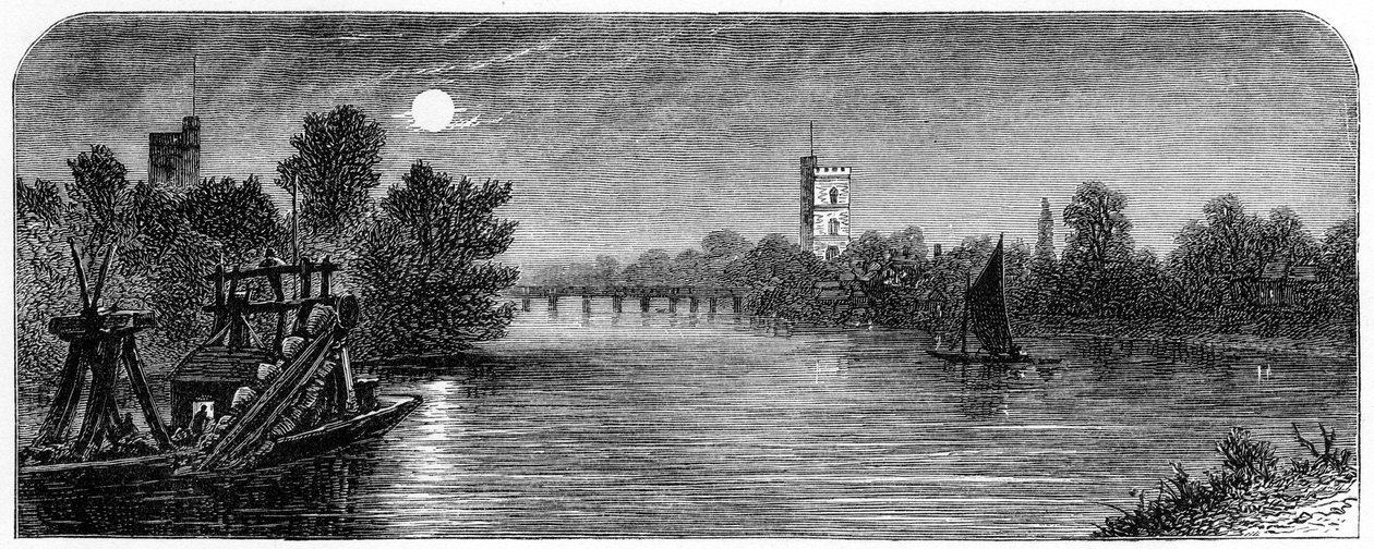 Pont de Putney et église au clair de lune, 1880 - Robert Taylor Pritchett