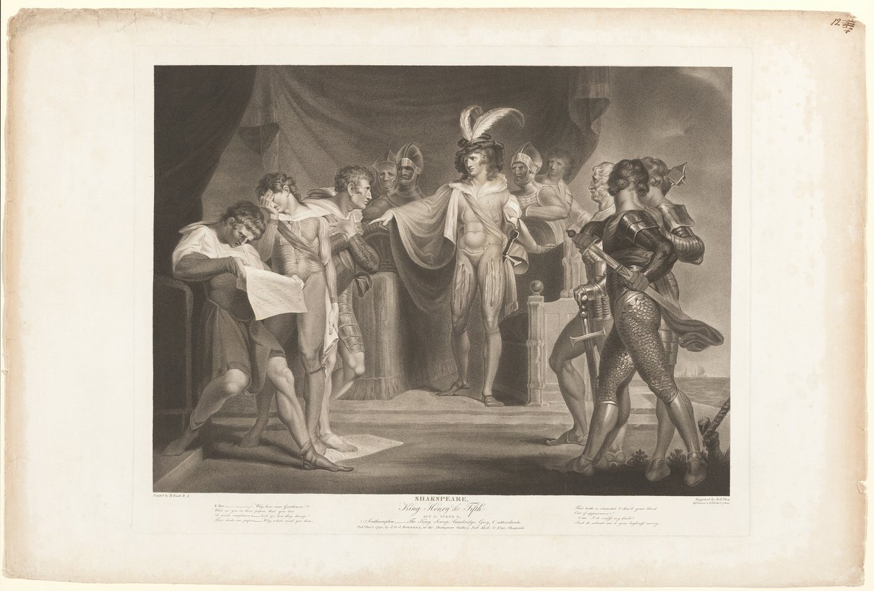Le roi Henri condamnant Cambridge, Scroop et Northumberland - Robert Thew