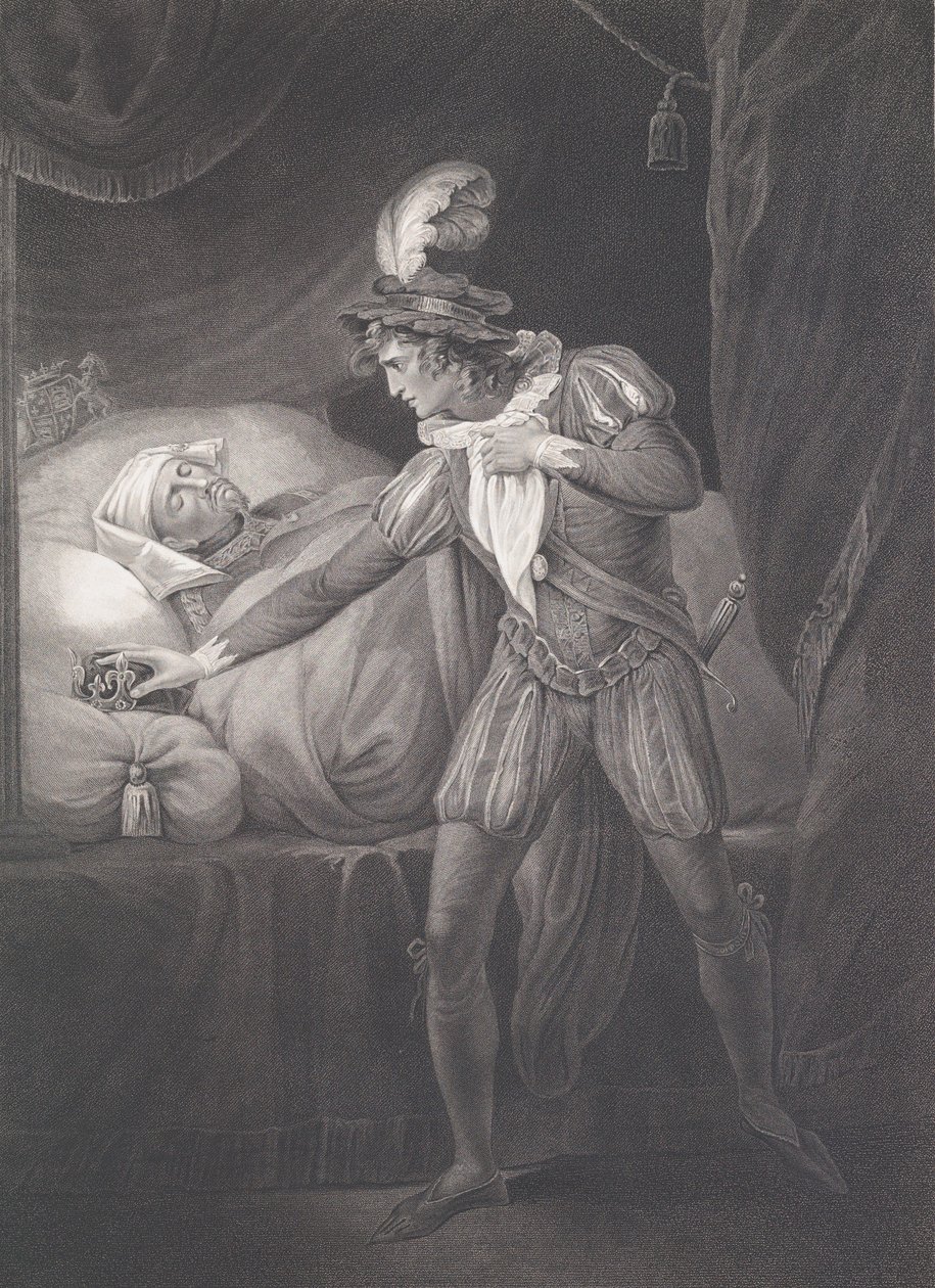 Le Palais de Westminster : Le roi Henri et le prince de Galles, première publication 1795, réédité en 1852 - Robert Thew