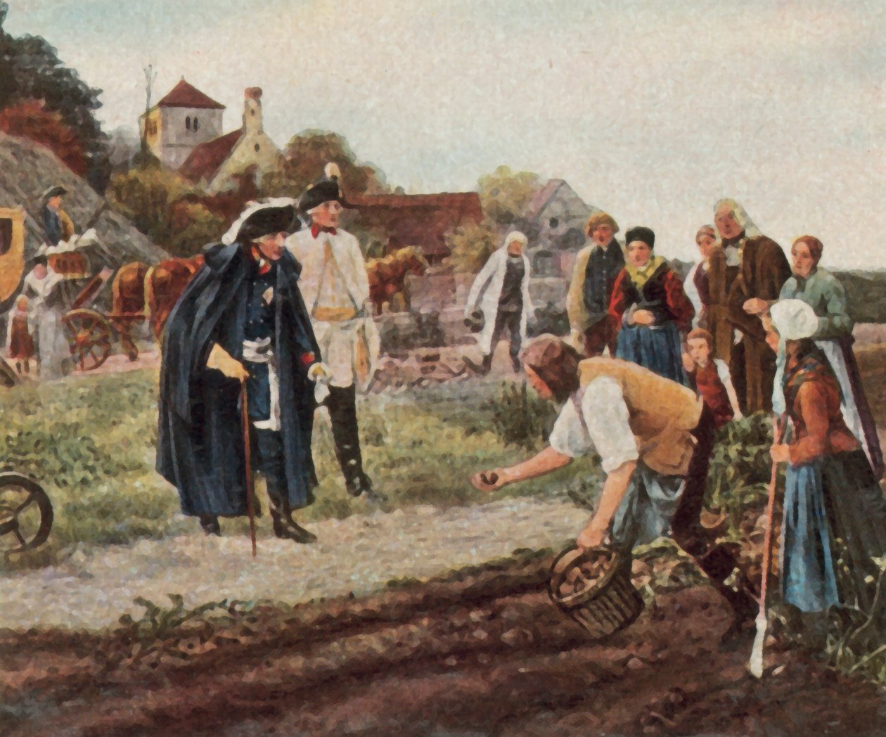 Travaux de reconstruction après la guerre de Sept Ans, "The King Everywhere" (lithographie couleur améliorée) - Robert Warthmuller Muller