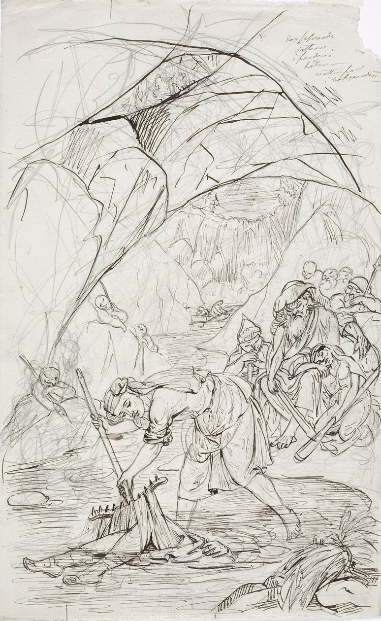 Mère du lemming de Tuonela, croquis pour une série de dessins animés sur le thème du Kalevala - Robert Wilhelm Ekman