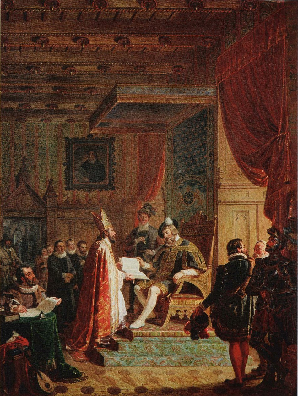 Mikael Agricola remet la traduction finlandaise du Nouveau Testament au roi Gustav Wasa - Robert Wilhelm Ekman