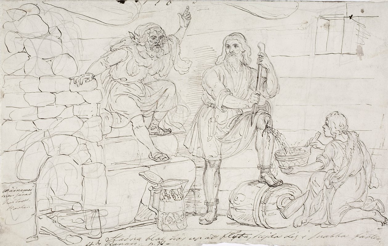 Genou coupé de Väinämöinen, croquis - Robert Wilhelm Ekman