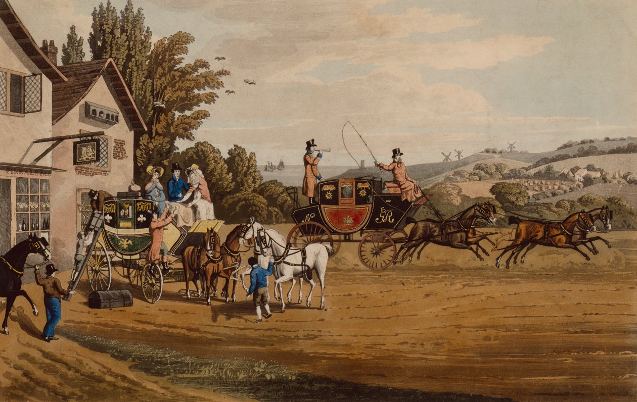 Une Diligence et un Autocar de Londres - Robert the Elder Havell