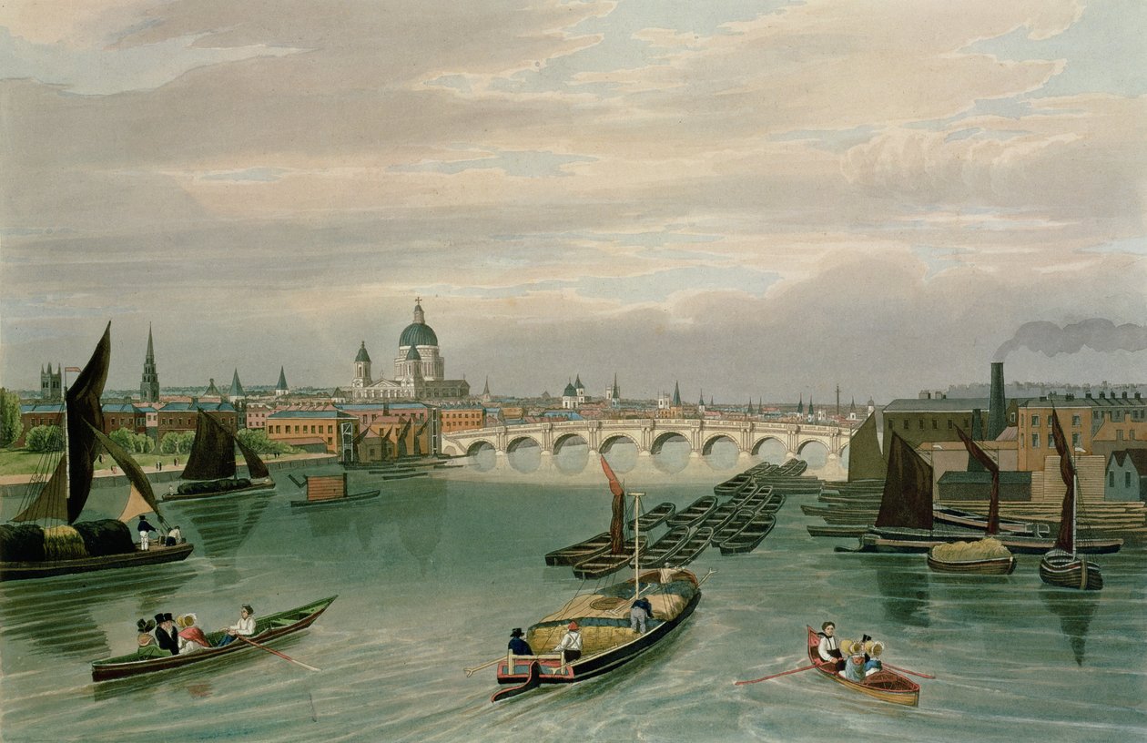 Vue du pont de Blackfriars et de la cathédrale Saint-Paul, pub. 1820 par Colnaghi und Co. - Robert the Elder and Younger Havell