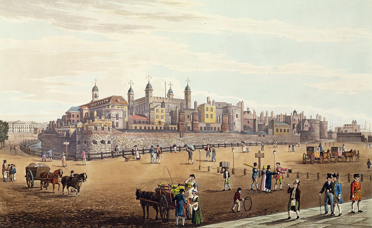 Vue de la Tour de Londres et de la Monnaie, pub. par Colnaghi und Co, 1821 - Robert the Elder and Younger Havell