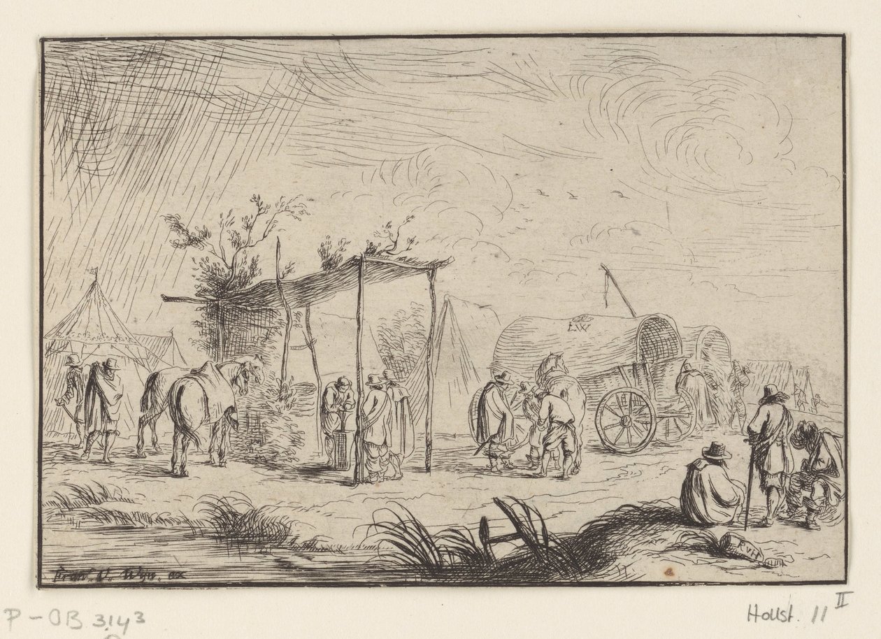 Maréchal-ferrant dans un campement (Verschillende kampementen) - Robert van den Hoecke