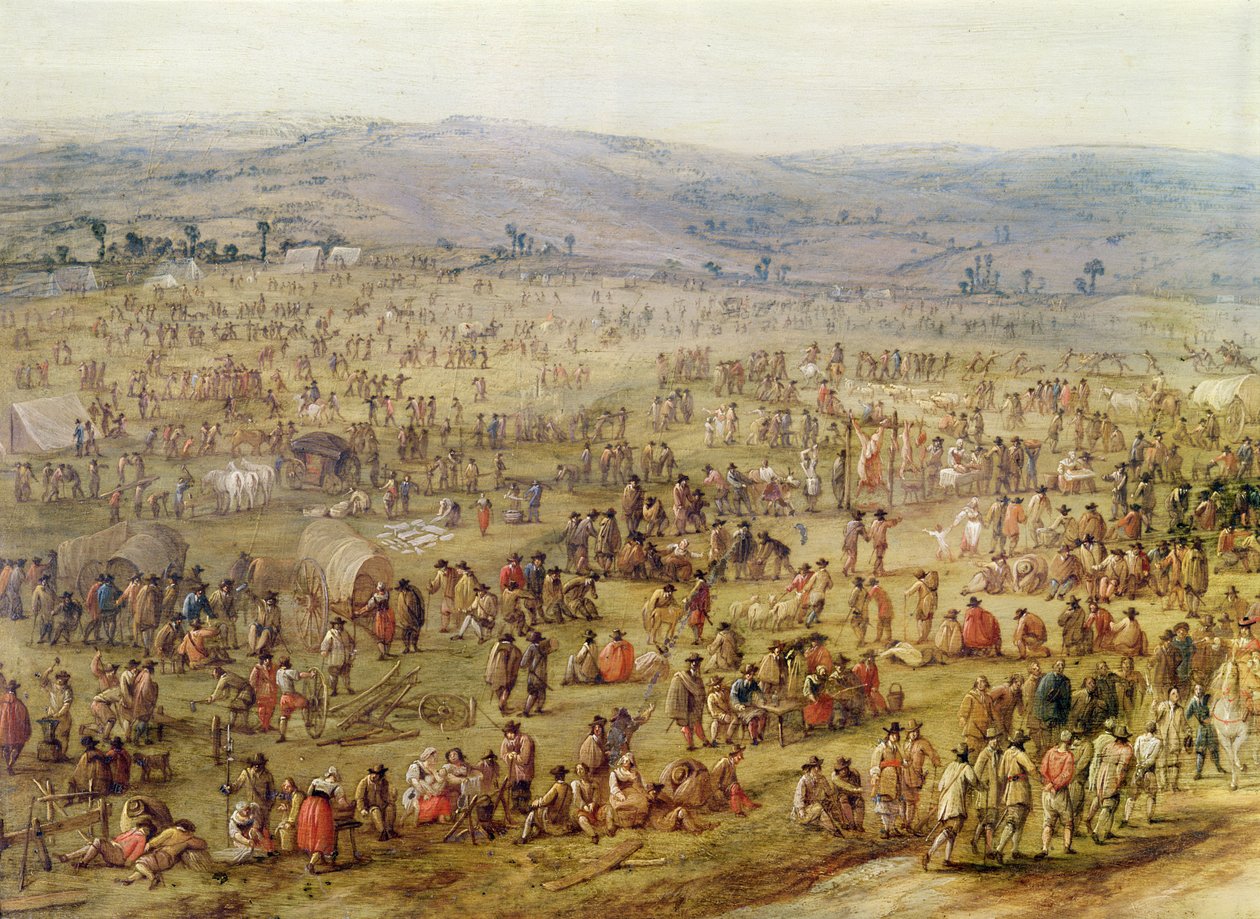 Camp militaire (huile sur cuivre) (détail) - Robert van den Hoecke