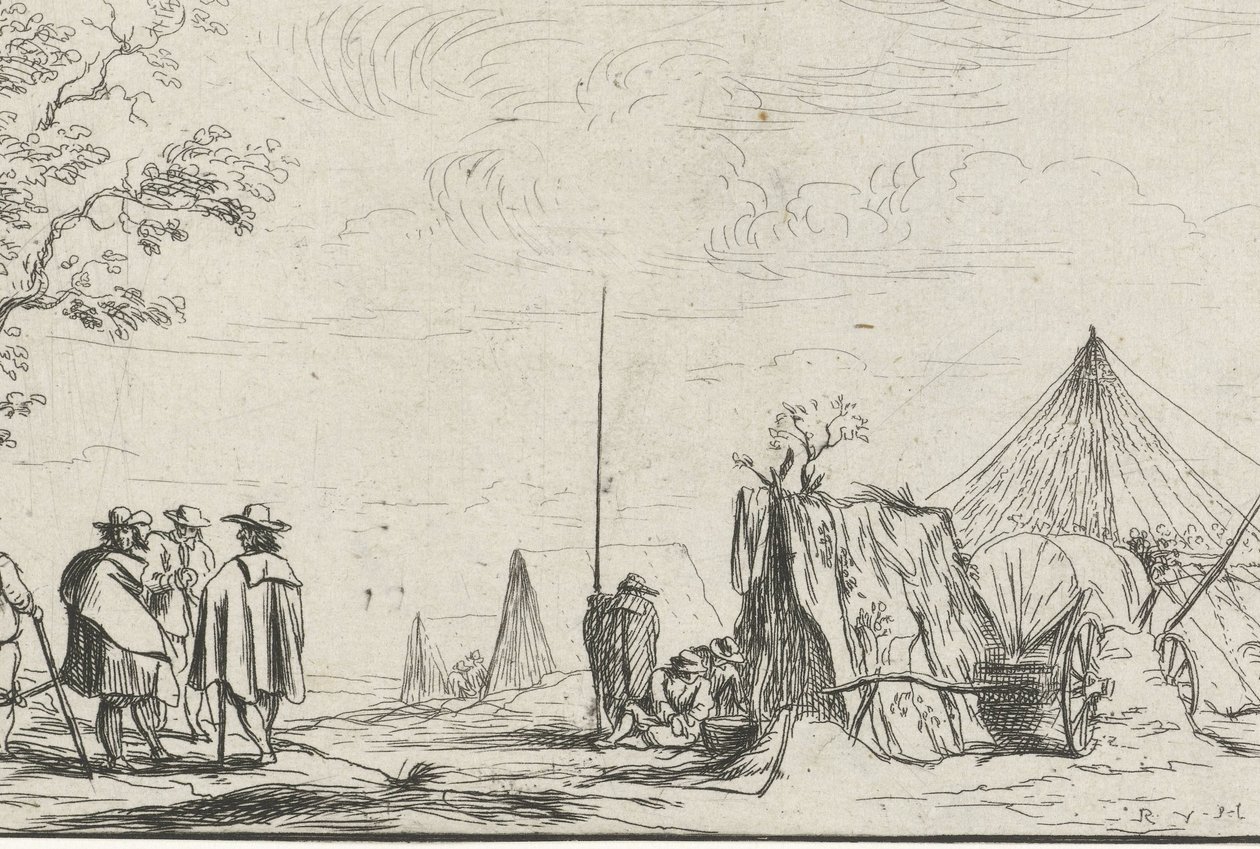 Soldats dans un campement (Verschillende kampementen) - Robert van den Hoecke