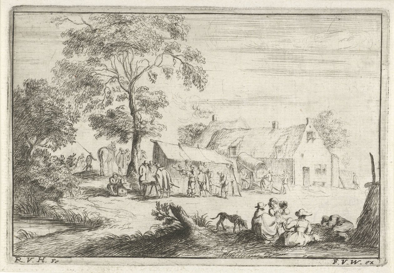 Tente devant une ferme - Robert van den Hoecke