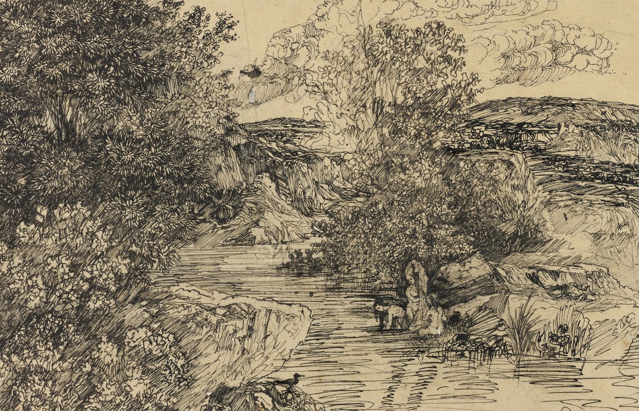 Baigneurs dans un ruisseau - Rodolphe Bresdin