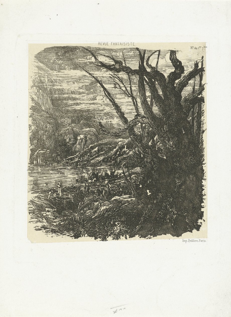 Paysage de montagne avec lac - Rodolphe Bresdin