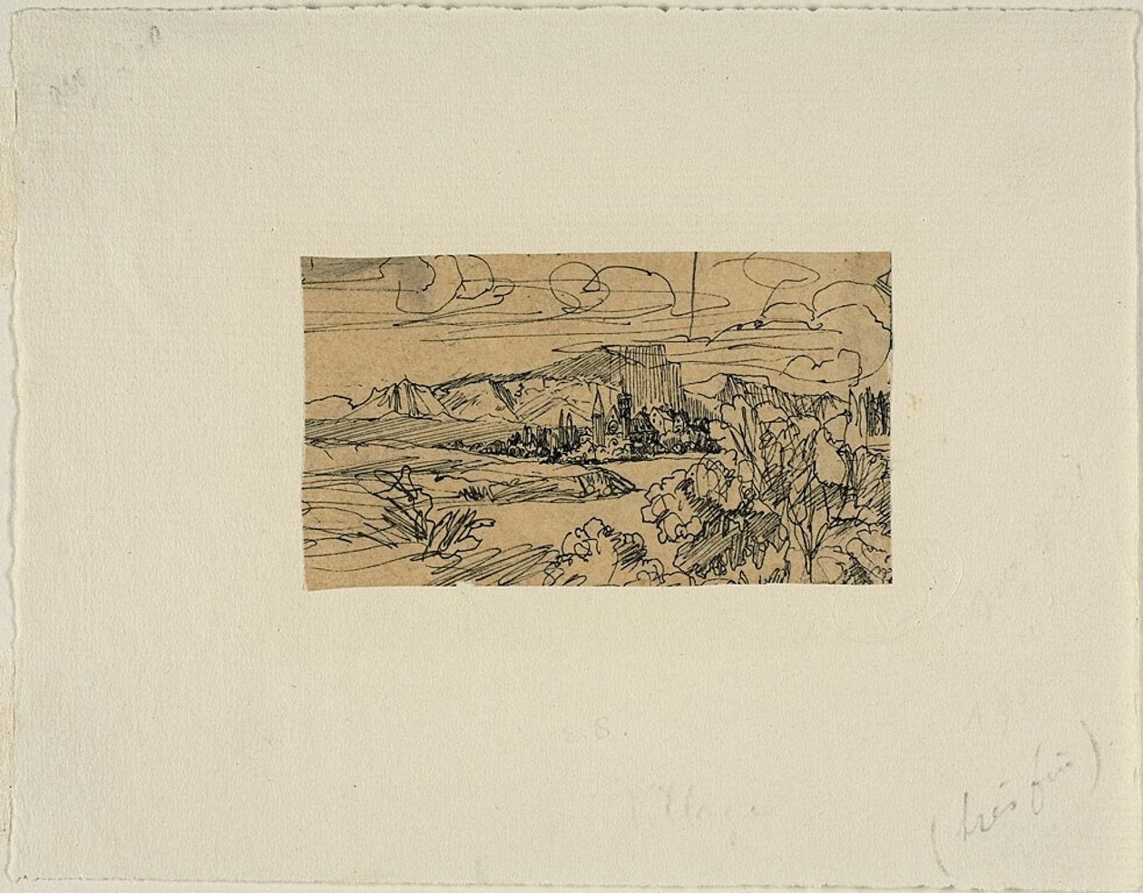 Cathédrale et village sur un lac - Rodolphe Bresdin