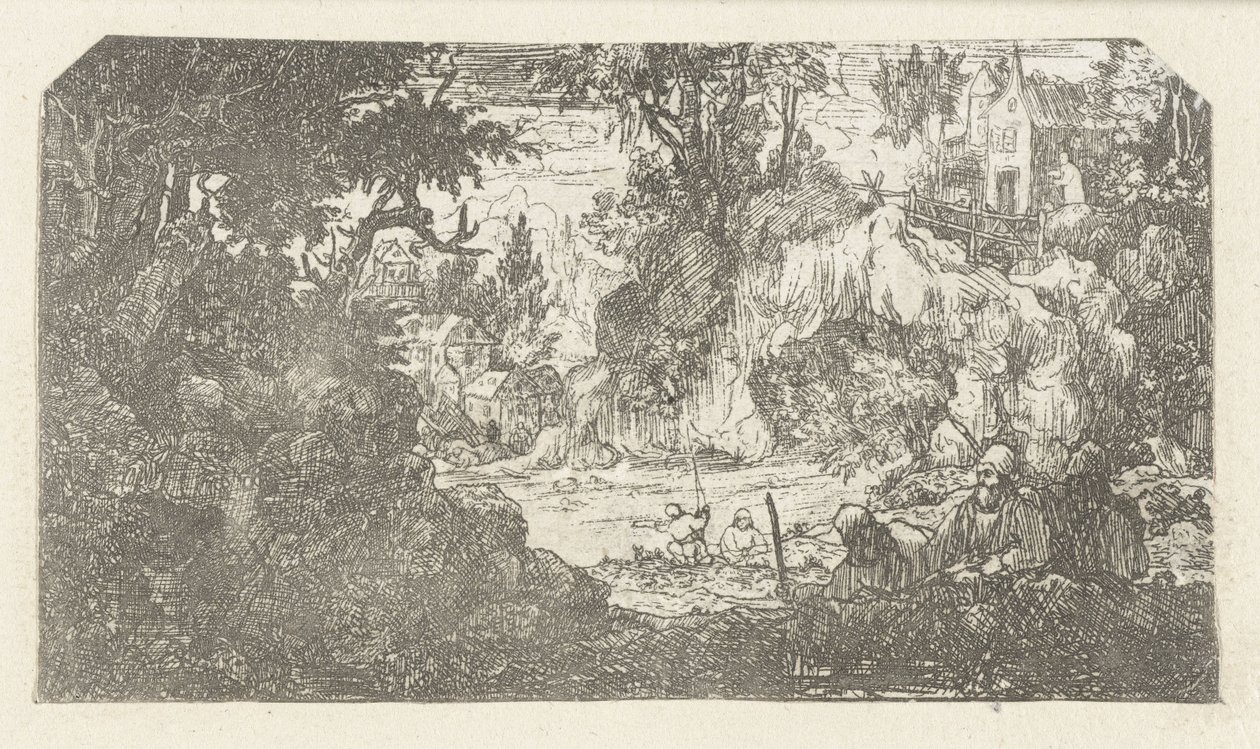 Paysage avec voyageurs au repos - Rodolphe Bresdin