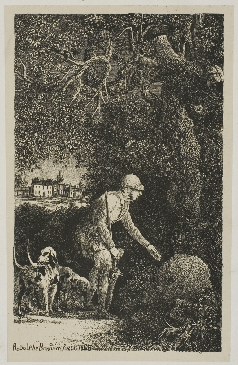 Le diplomate et la fourmilière, illustration pour Fables et Contes par Hippolyte de Thierry-Faletans - Rodolphe Bresdin