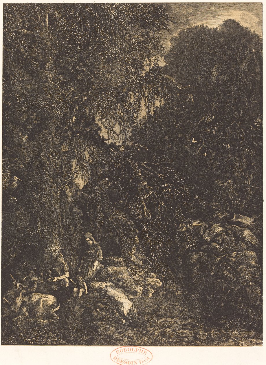 La Sainte Famille avec les biches - Rodolphe Bresdin