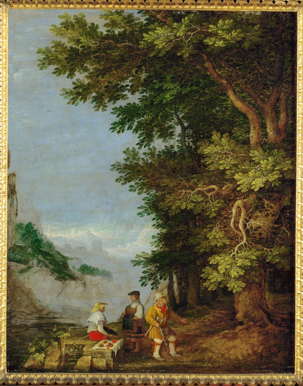 Paysage de montagne avec vendeur de fruits (peinture sur bois de chêne) - Roelandt Jacobsz. Savery