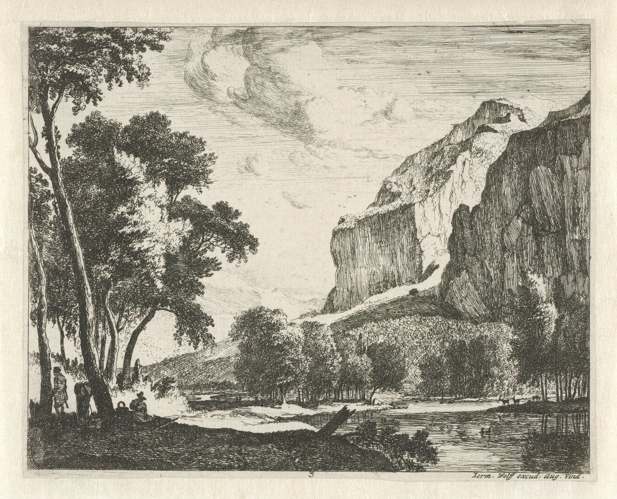 Paysage fluvial avec rochers - Roelant Roghman