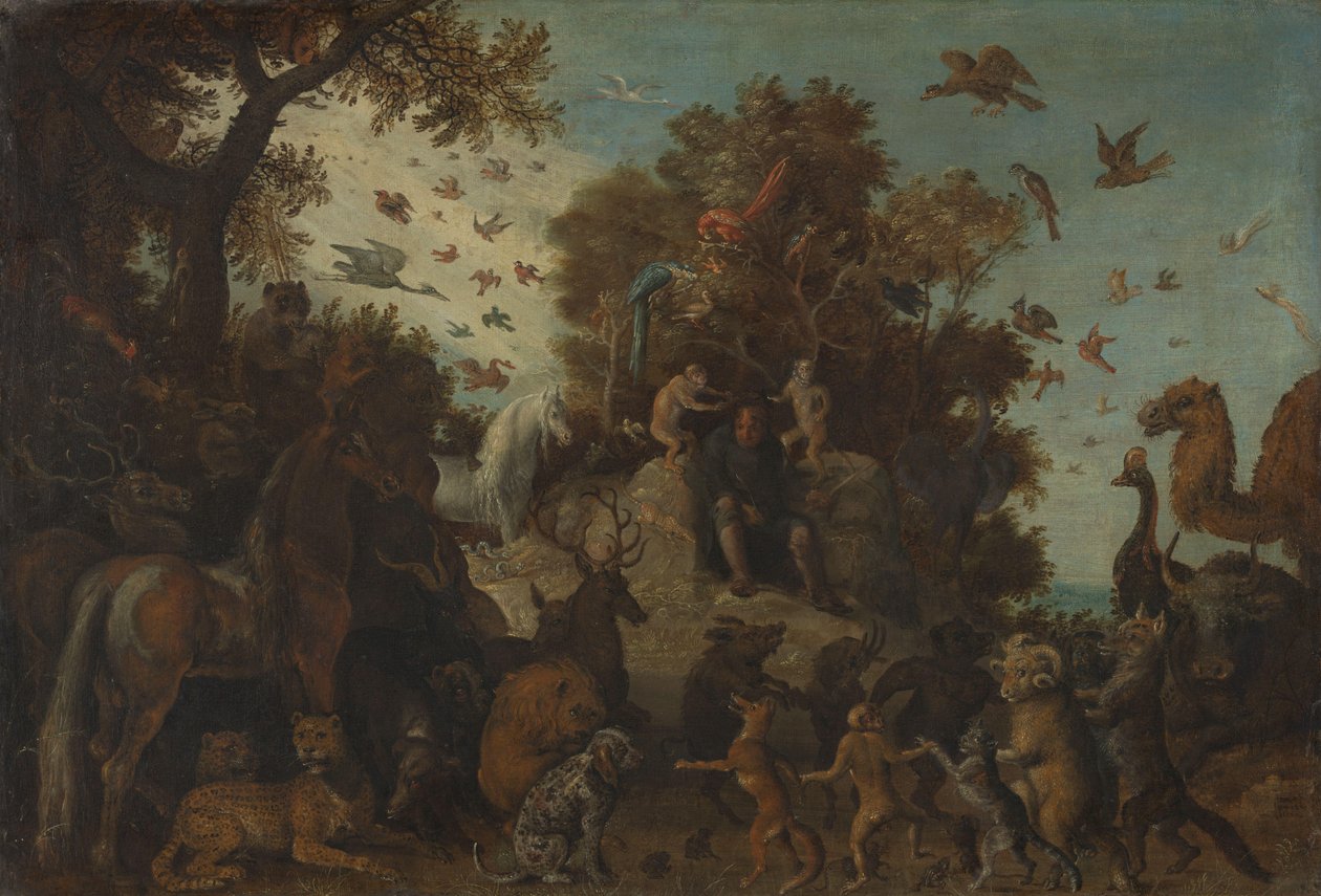 Le poète couronné par deux singes à la fête des animaux - Roelant Savery (workshop of)