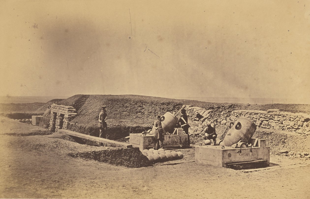 Batteries de mortiers devant la Picquet House, Division légère - Roger Fenton