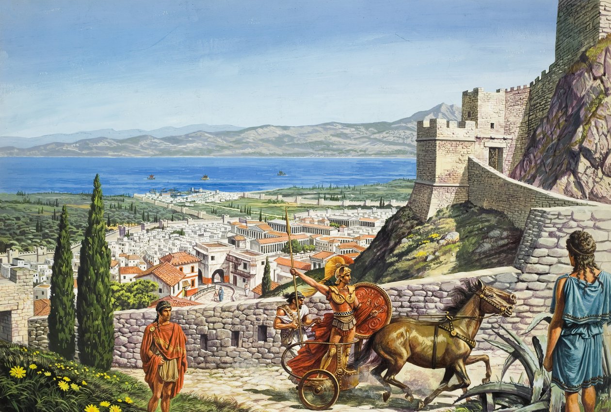 Corinth - Citadelle à la croisée des chemins (gouache sur papier) - Roger Payne
