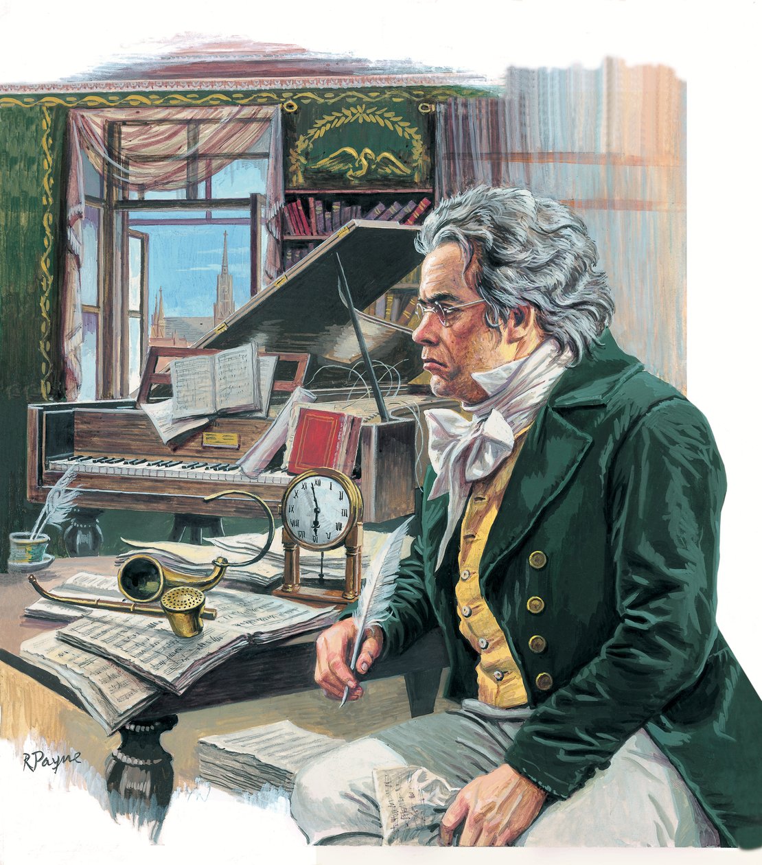 Ludwig van Beethoven (1770-1827) (gouache sur papier) - Roger Payne