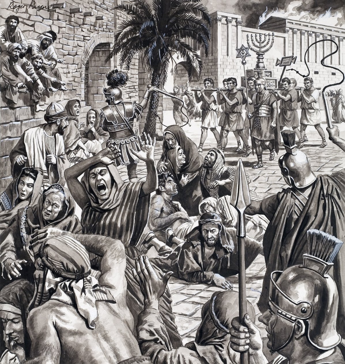 Le fermier combattant, extrait de "Masters of Rome" (gouache sur papier) - Roger Payne