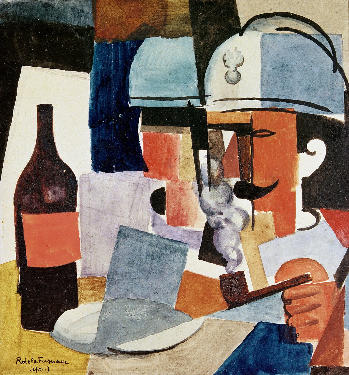 Soldat avec pipe et bouteille - Roger de La Fresnaye