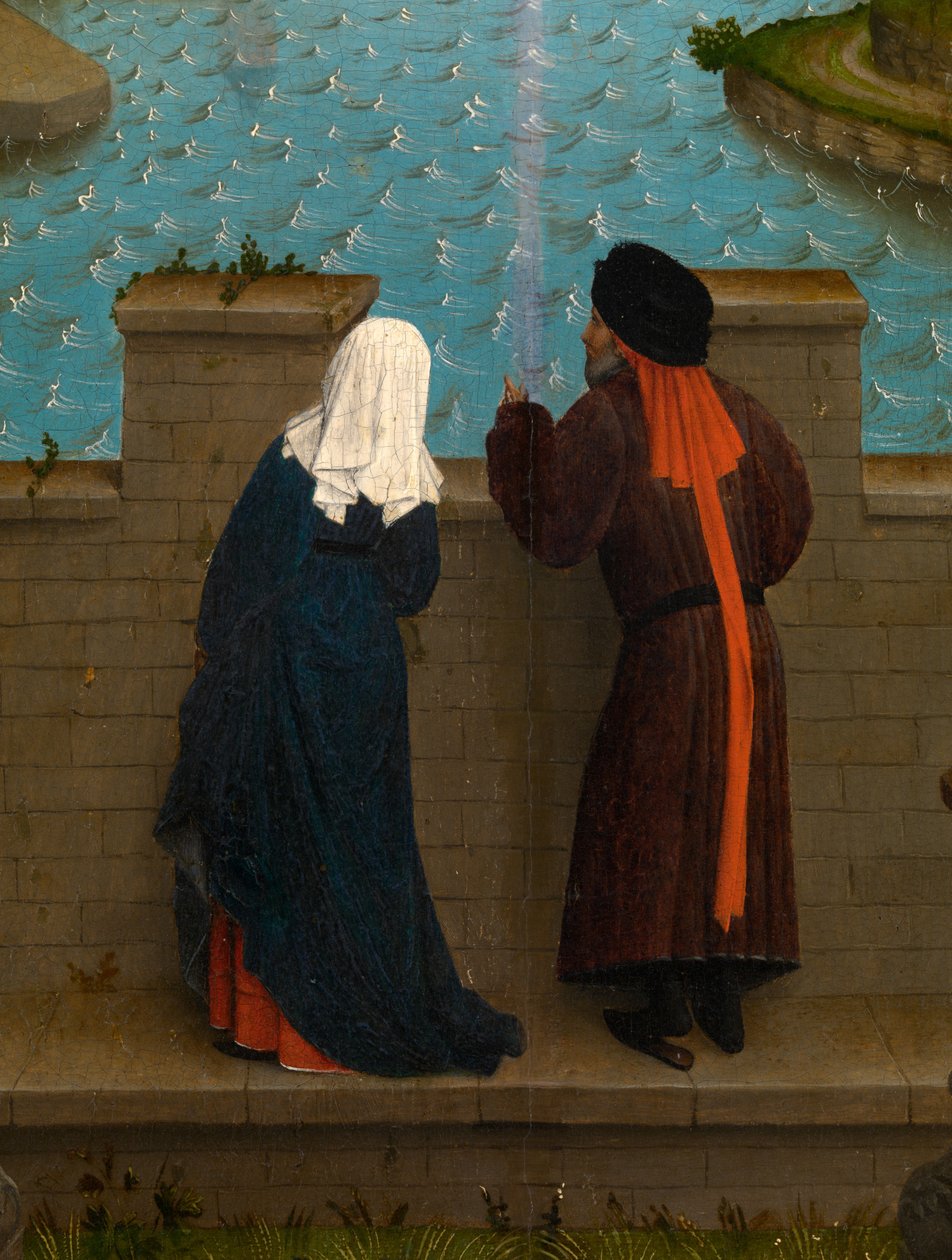 (détail) de Saint Luc dessinant le portrait de la Vierge - Rogier van der (after) Weyden