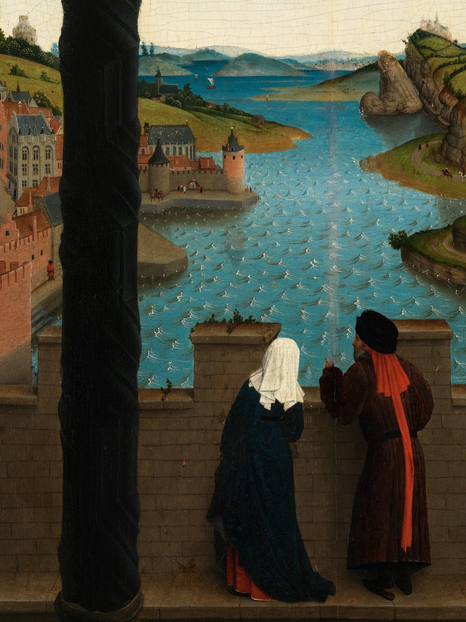 (détail) de Saint Luc dessinant le portrait de la Vierge - Rogier van der (after) Weyden