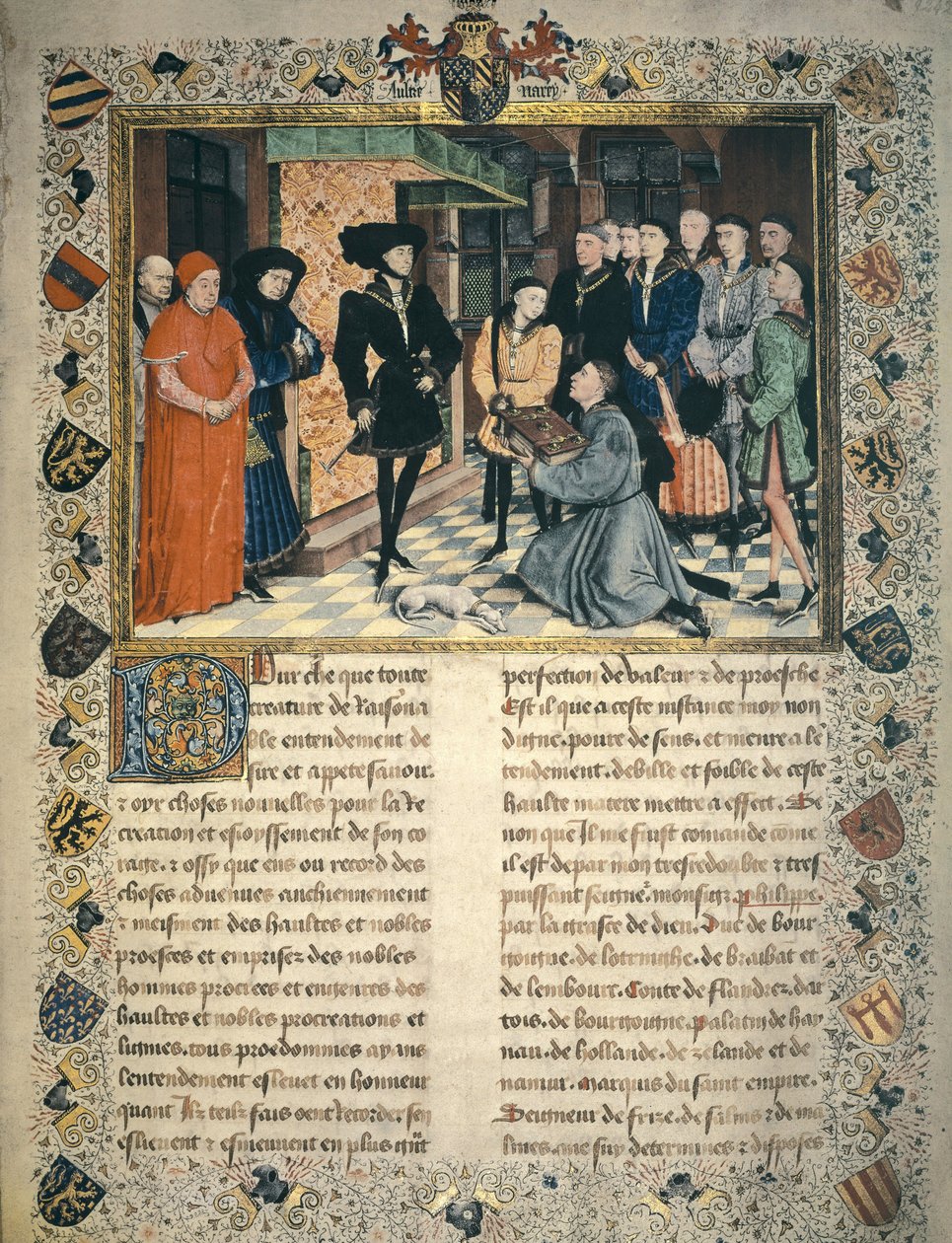 Jean Wauquelin (mort en 1452) présente la traduction des chroniques de Hainaut à Philippe III de Bourgogne - Rogier van der Weyden