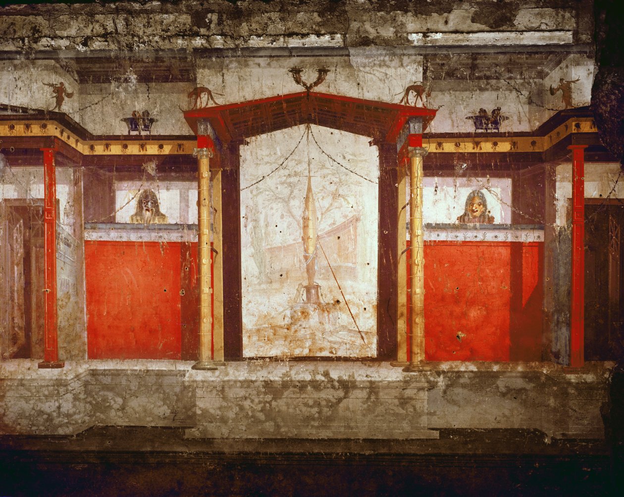 Vue intérieure de la maison avec des fresques datant de 25 av. J.-C. - 25 apr. J.-C. - Roman