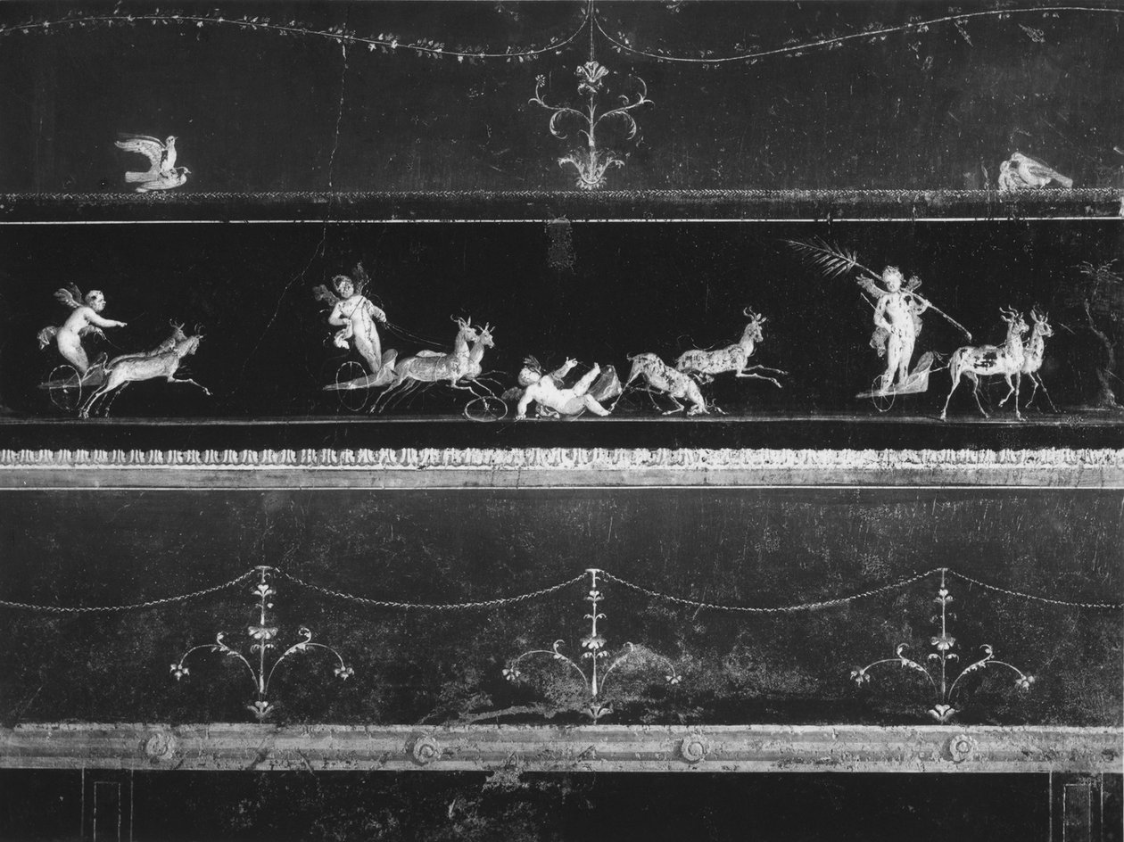 Frise décorée avec des putti conduisant des biges - Roman Roman