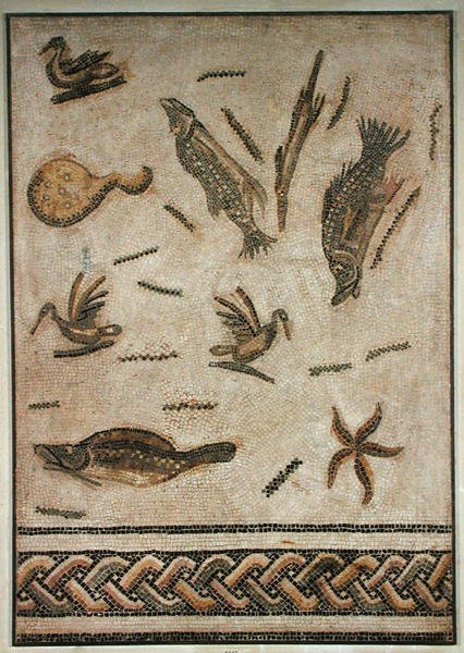 Canards et faune marine, fragment de pavement d
