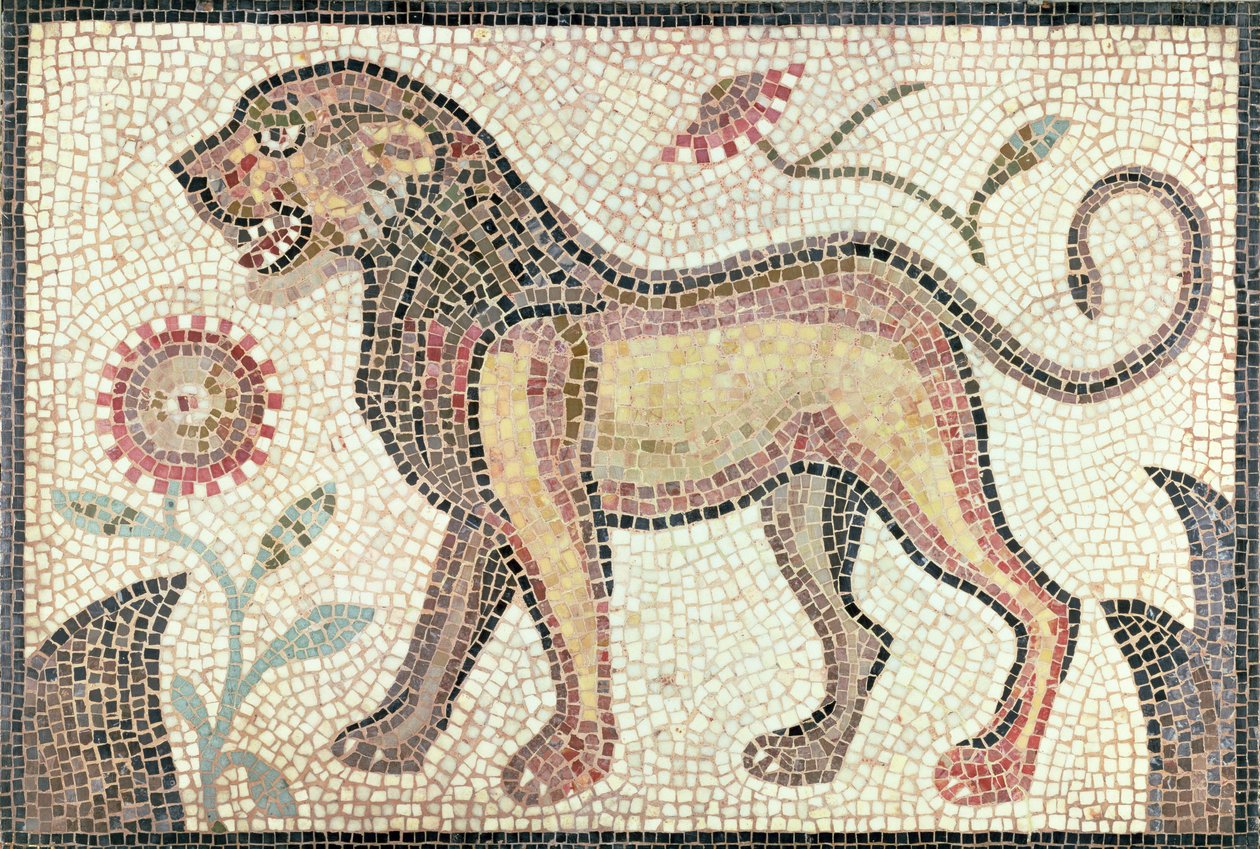 Lion, de Tunis, probablement fin du 5ème siècle après J.-C. (mosaïque) - Roman Roman