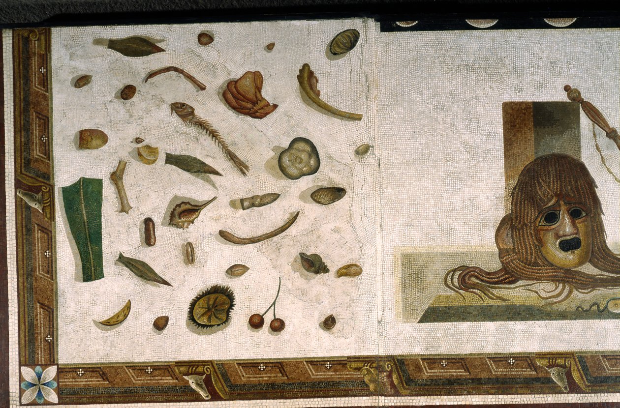 Asarotos (Sol non balayé) Fragments de mosaïque signés par Harakliton de Rome, IIe siècle après J.-C., Rome - Roman