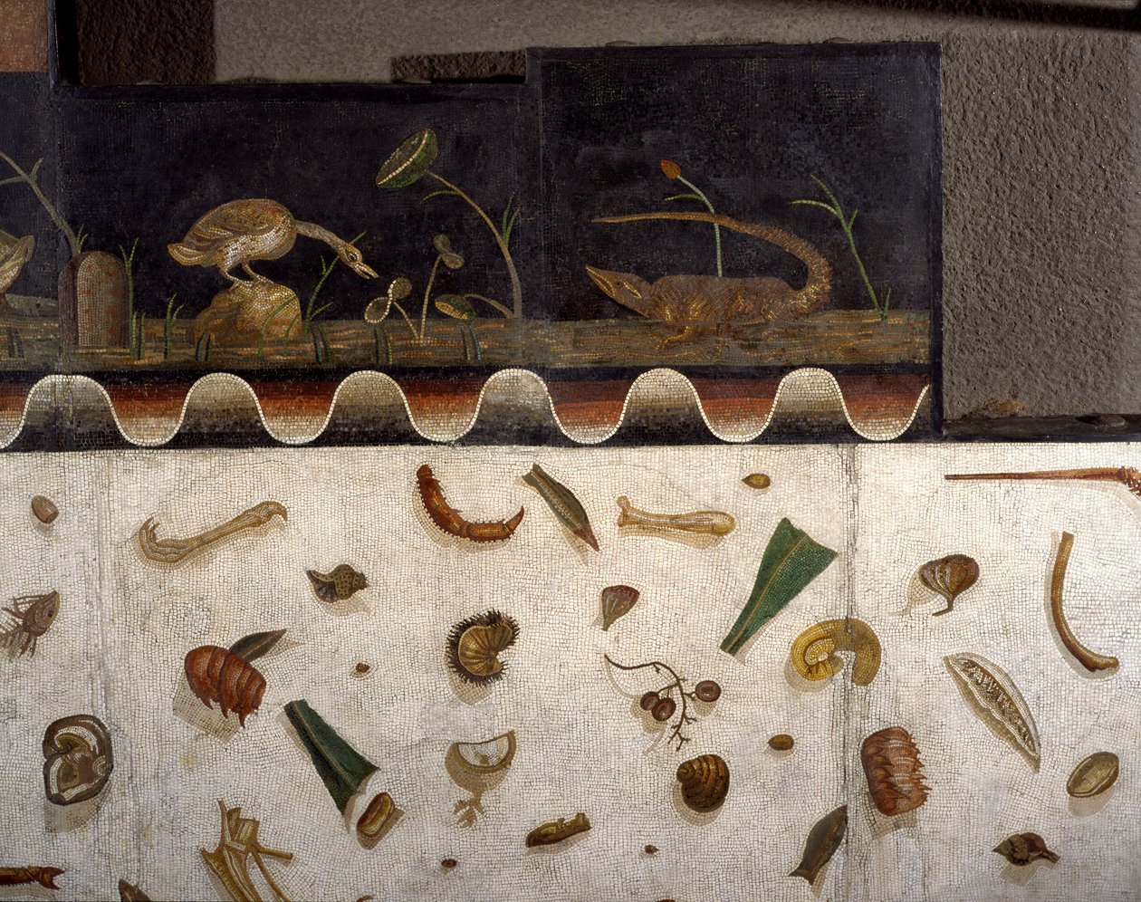Asarotos (Sol non balayé) Fragments de mosaïque signés par Harakliton de Rome, IIe siècle après J.-C., Rome - Roman